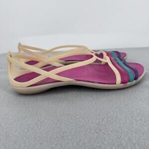 Crocs Isabella Huarache Jelly Sandals Womens 6 Multicolor Strappy Flat